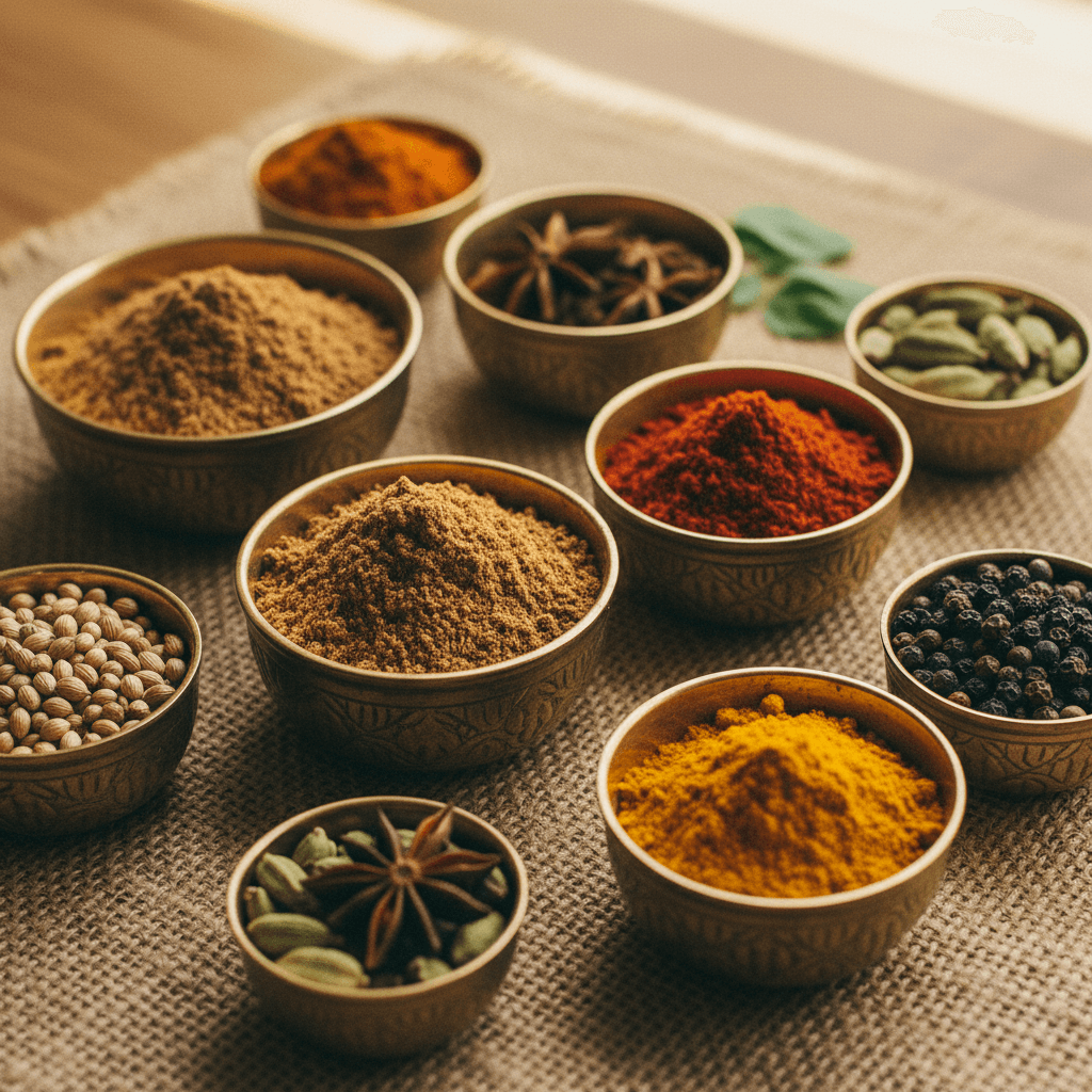 Traditional Punjabi spices and aromatics used in cooking classes
