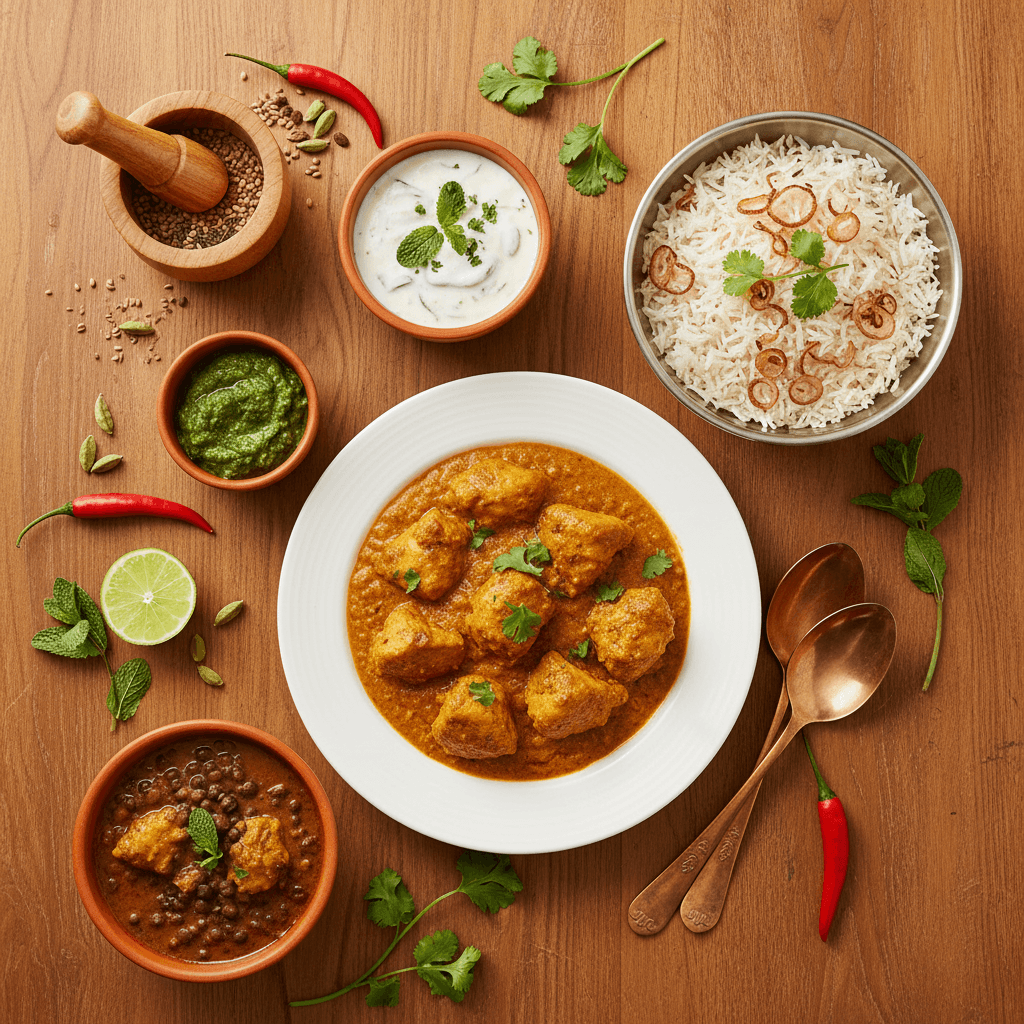 Beautifully plated traditional Punjabi dish showcasing course preparation