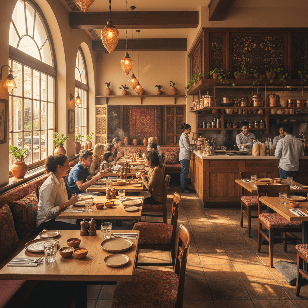 Punjabi Tarka dining area and service in Leicester