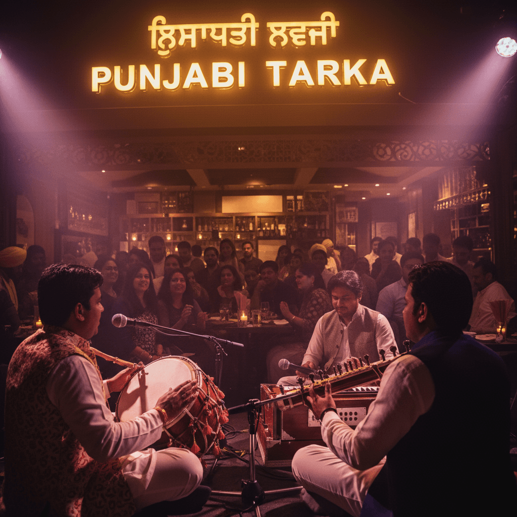 Live music performance with traditional instruments at Punjabi Tarka